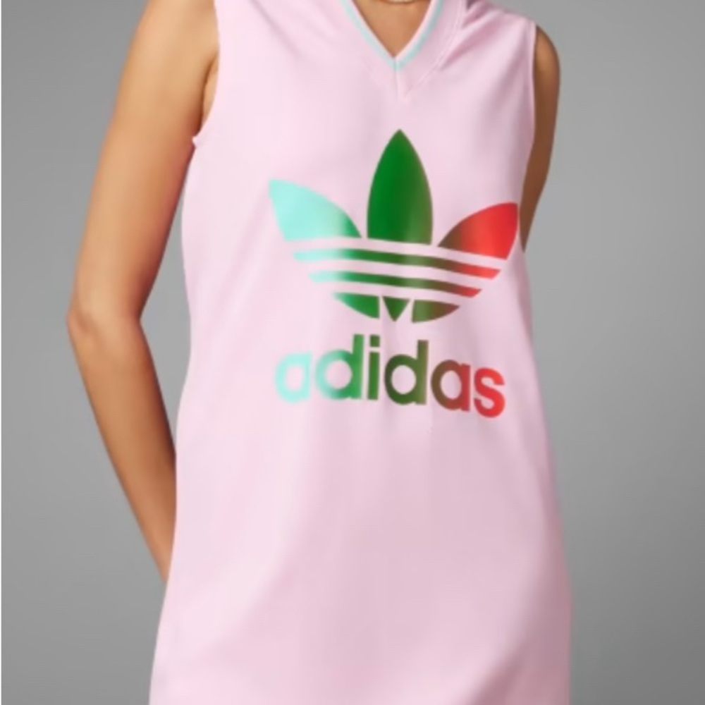 Adidas Pink Dress with Multicolor Logo
